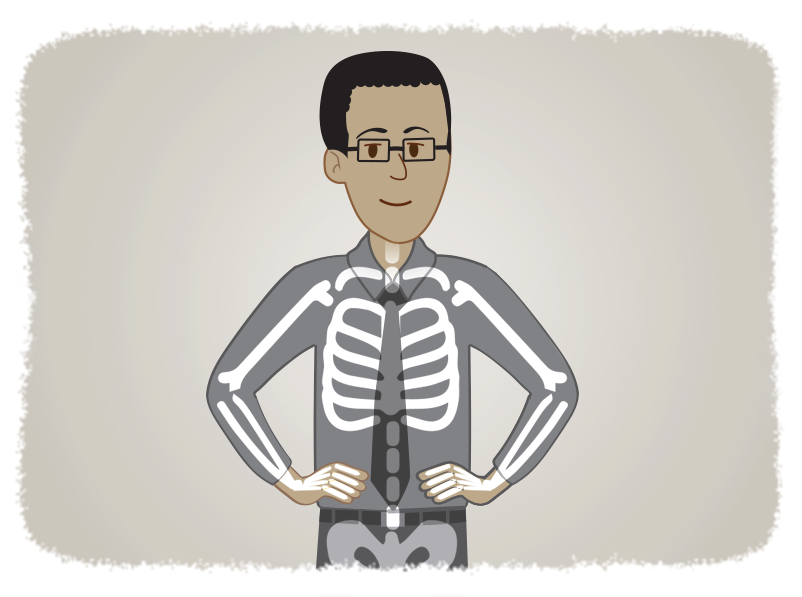 Illustration of man with transparent skeleton