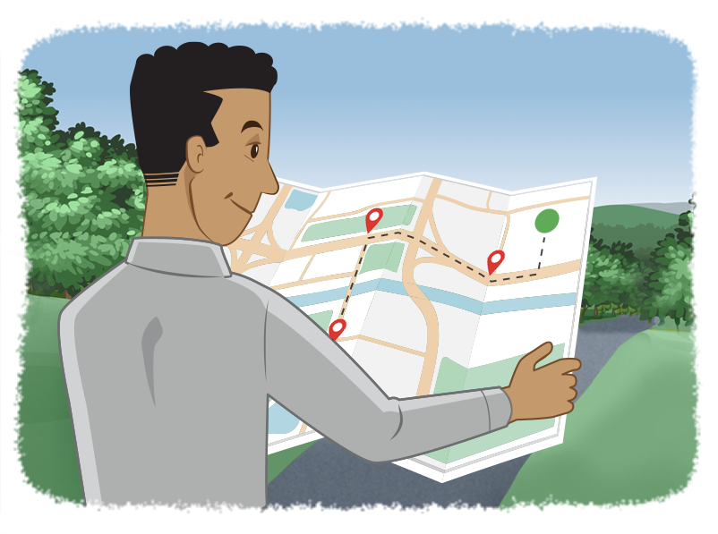 Male looking at a map